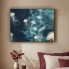 Kwallen - Zee - Wit - Golven Textielframe zwart klein -sfeer1