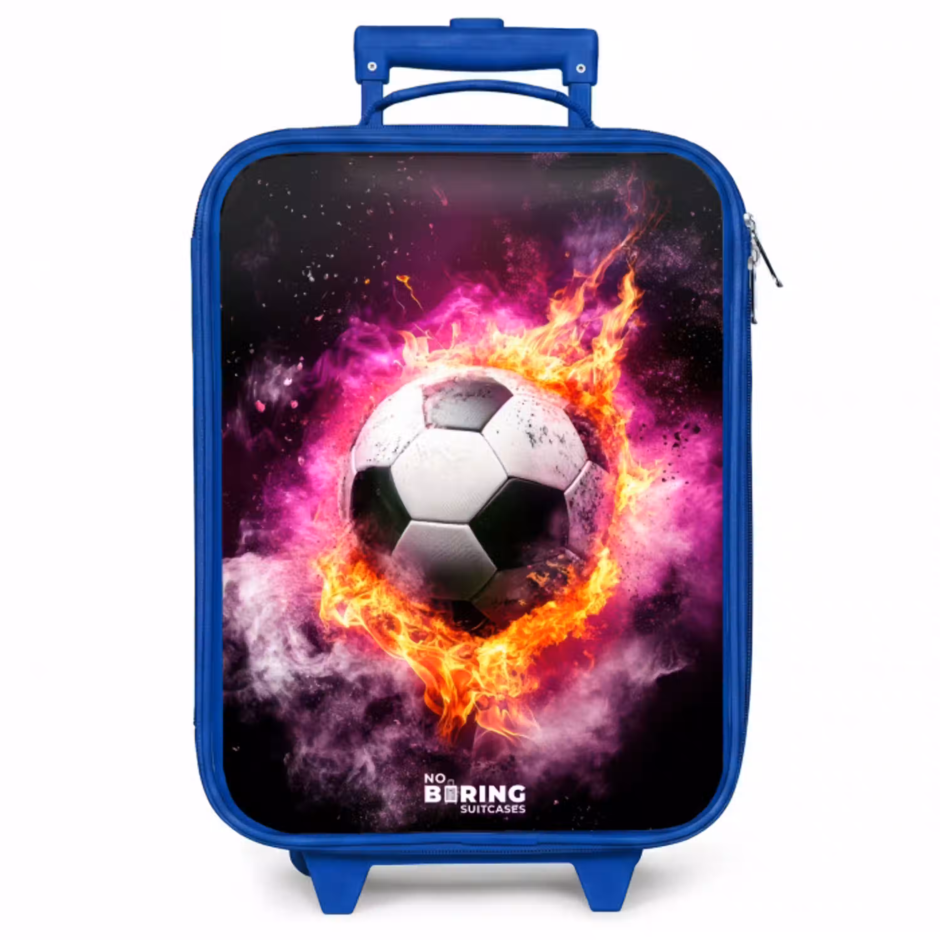 Voetbal in roze vuur explosie Kinderkoffer - Blauw klein -zzz_website3d