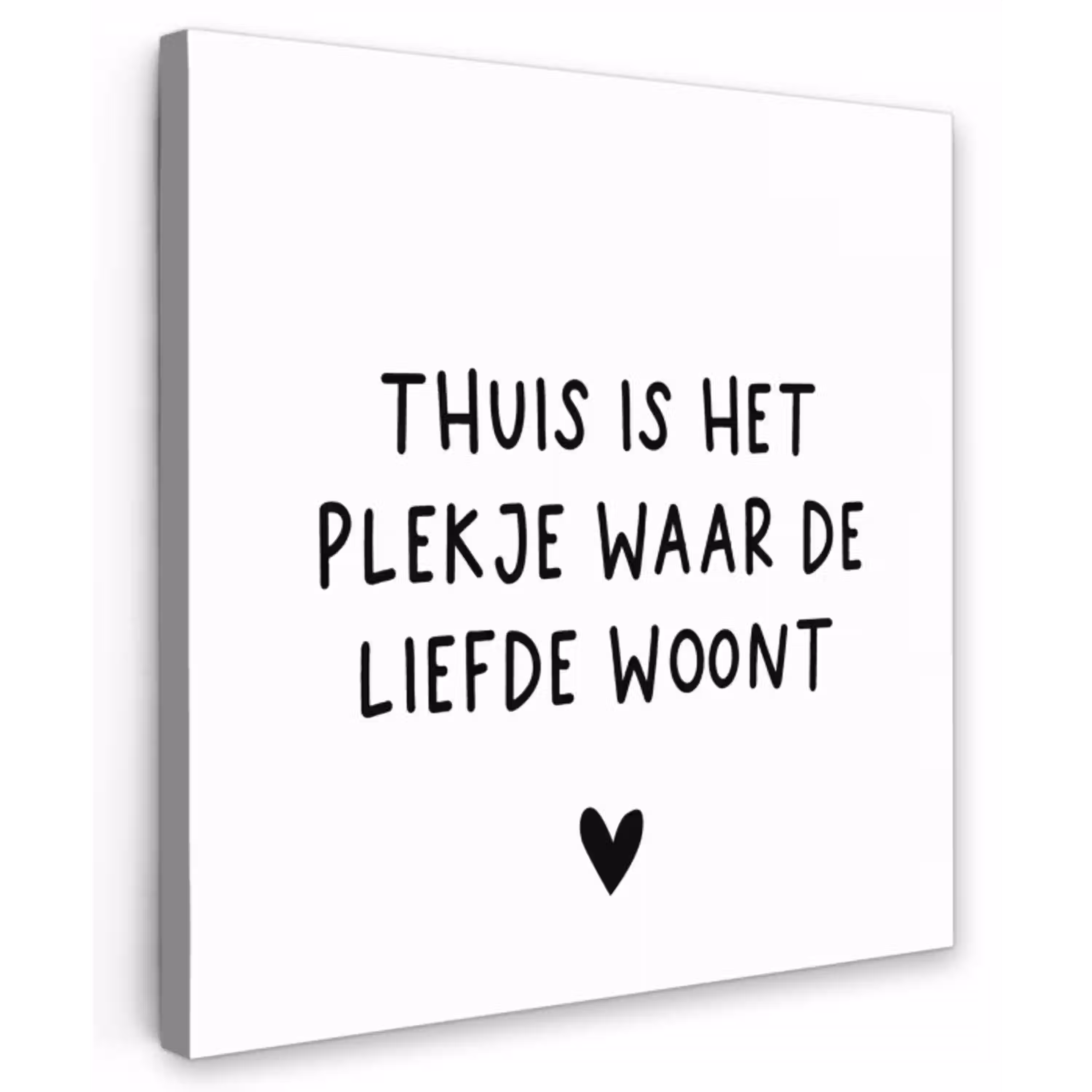 Spreuken - Thuis is het plekje waar de liefde woont - Quotes Tuinposter op houten frame 2 cm dik klein -3d