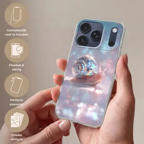 Slak - Disco - Mozaïek - Blauw Telefoonhoesje iPhone 17 Pro klein -sfeer3_NL