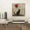 Street art - Kat - Ballon - Graffiti - Banksy plexiglas 5mm klein -sfeer1
