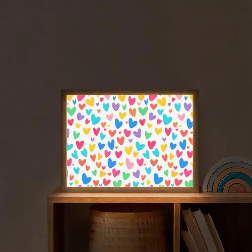 Hartjes - Kleurrijk - Patroon - Levendig Light Box met batterij (Wandlamp kind) middel -sfeer1_kind