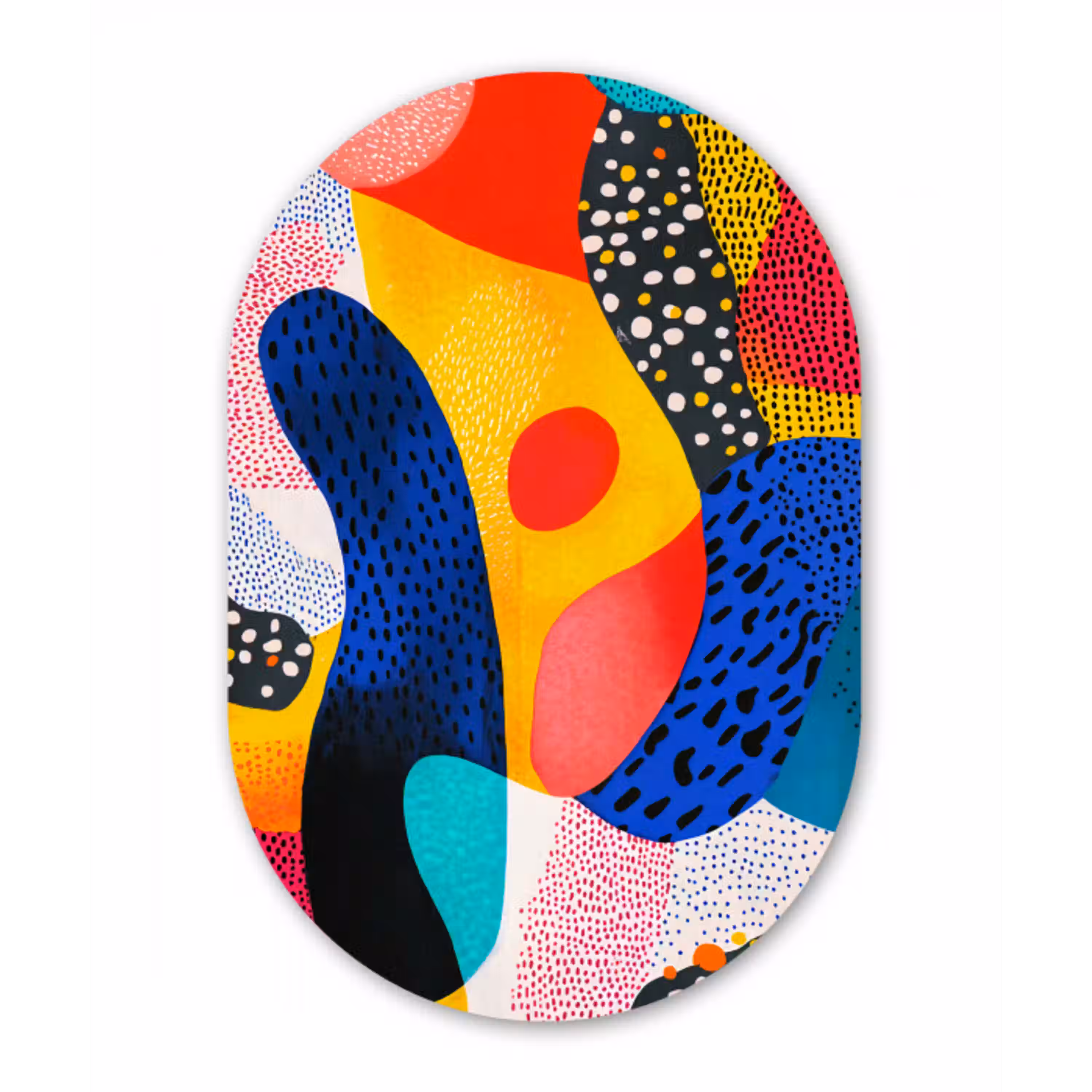 Vormen - Abstract - Stippels - Blauw Wandcirkel Ovaal Aluminium middel -3d