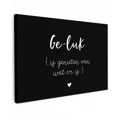 Geluk definitie - Quotes - Geluk is genieten van wat er is - Woordenboek - Tekst Tuinposter op houten frame 2 cm dik klein -3d