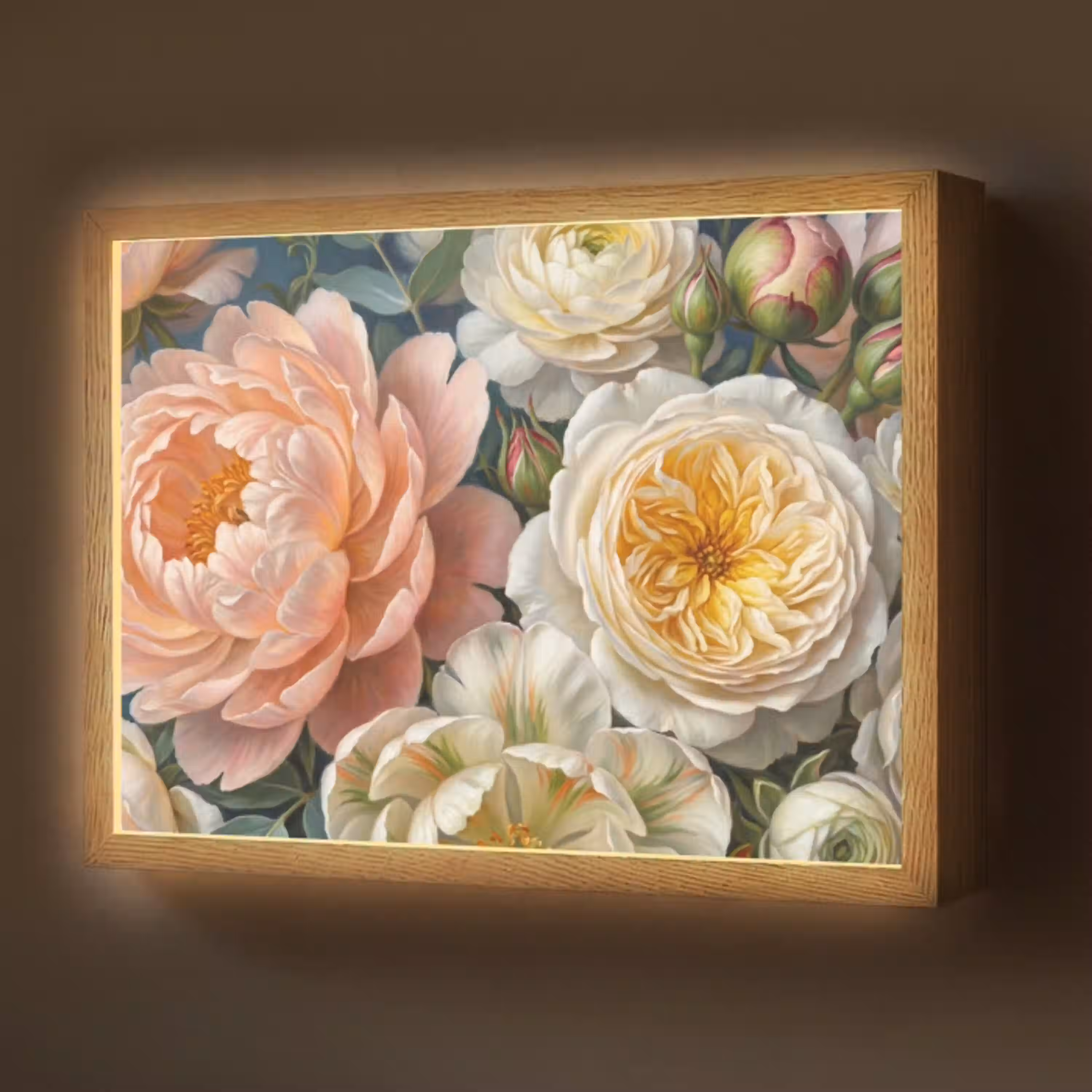 Bloemen - Boeket - Natuur - Klassiek - Kleurrijk Light Box met batterij (Wandlamp) middel -z3d_website