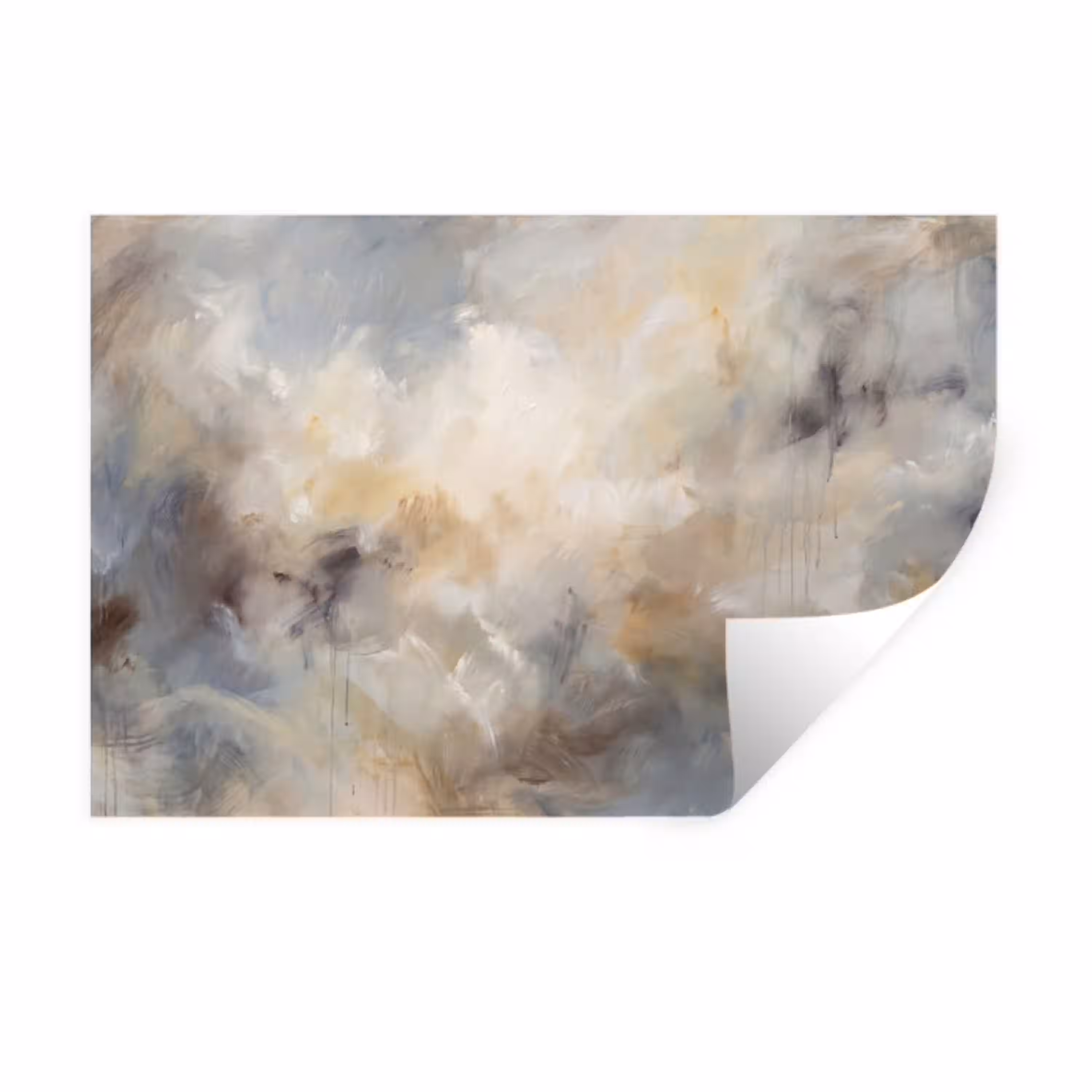 Abstract - Wolken - Sfeervol - Beige - Grijs Muursticker klein -3d