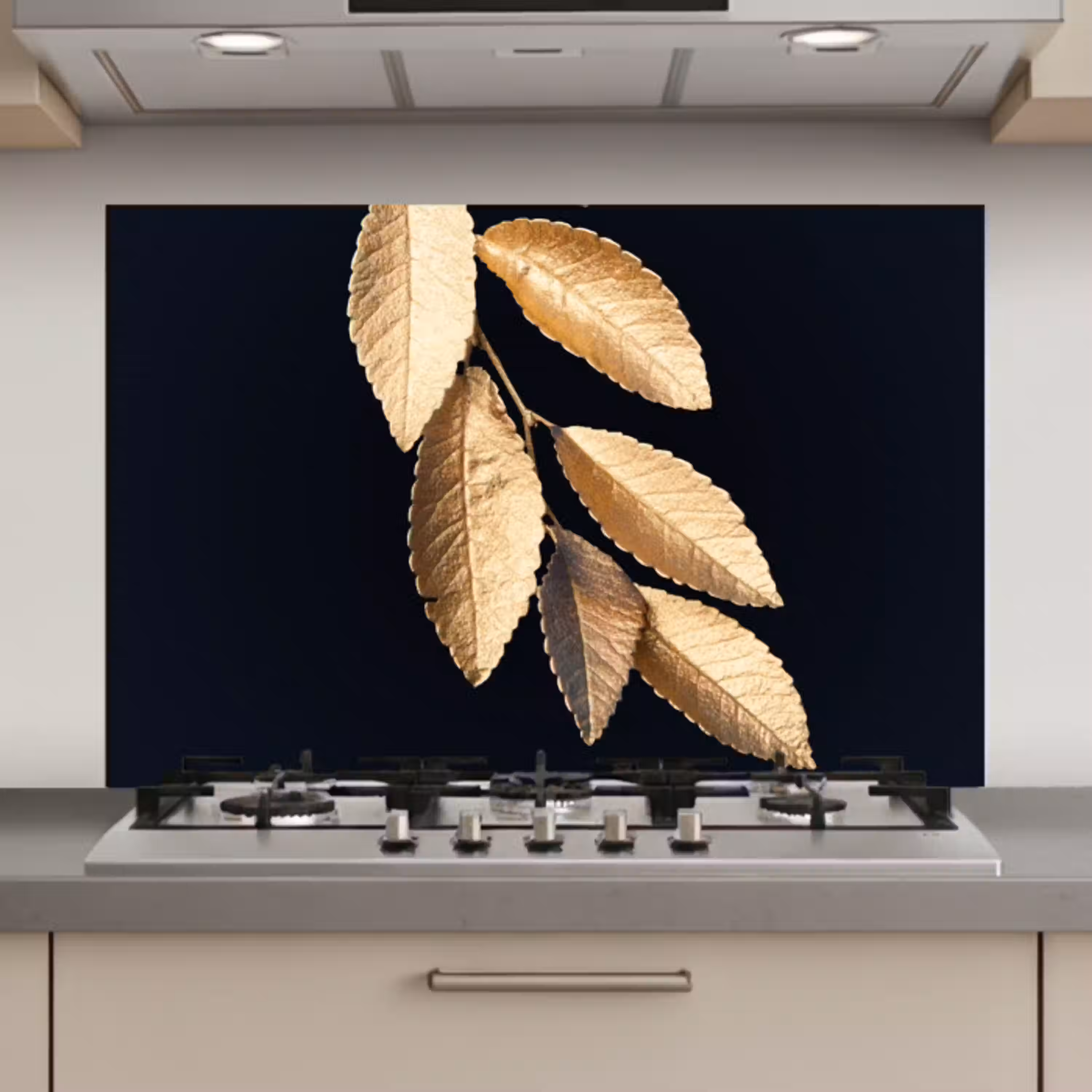 Bladeren - Zwart - Goud - Luxe - Planten keuken achterwand spatscherm klein -3d_website