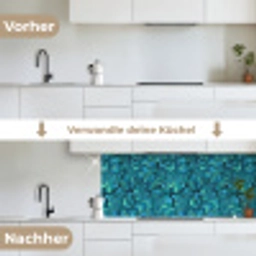 Design - Vintage - Blauw - Turquoise keuken achterwand 2 middel 871 -voor-na_DE