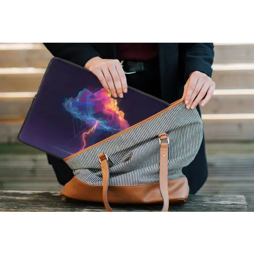 Donderwolk - Bliksemschicht - Licht - Blauw laptophoes neopreen klein -tas