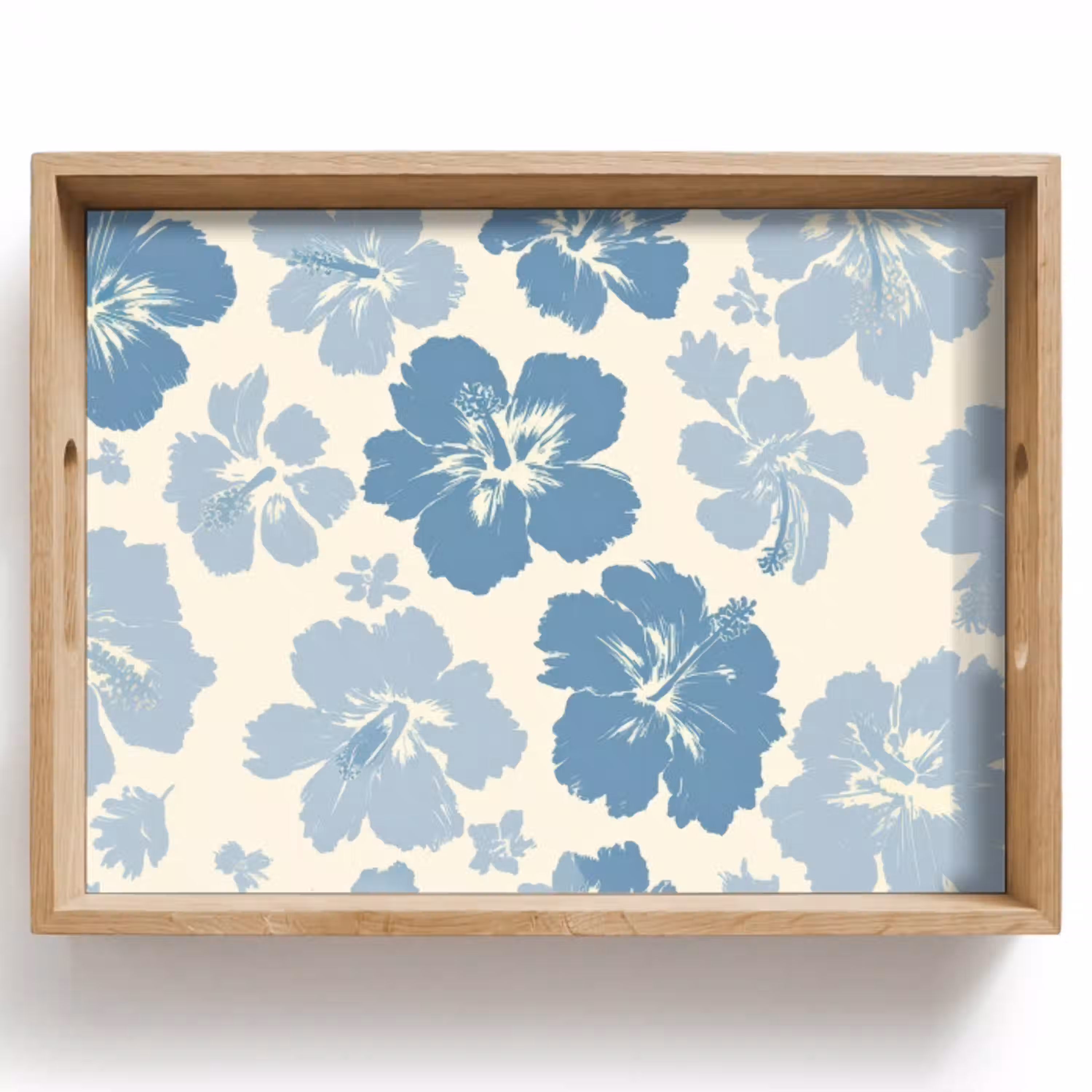 Hibiscusbloemen - Blauw - Patroon - Tropisch Dienblad Rechthoek middel -z3d_shopping