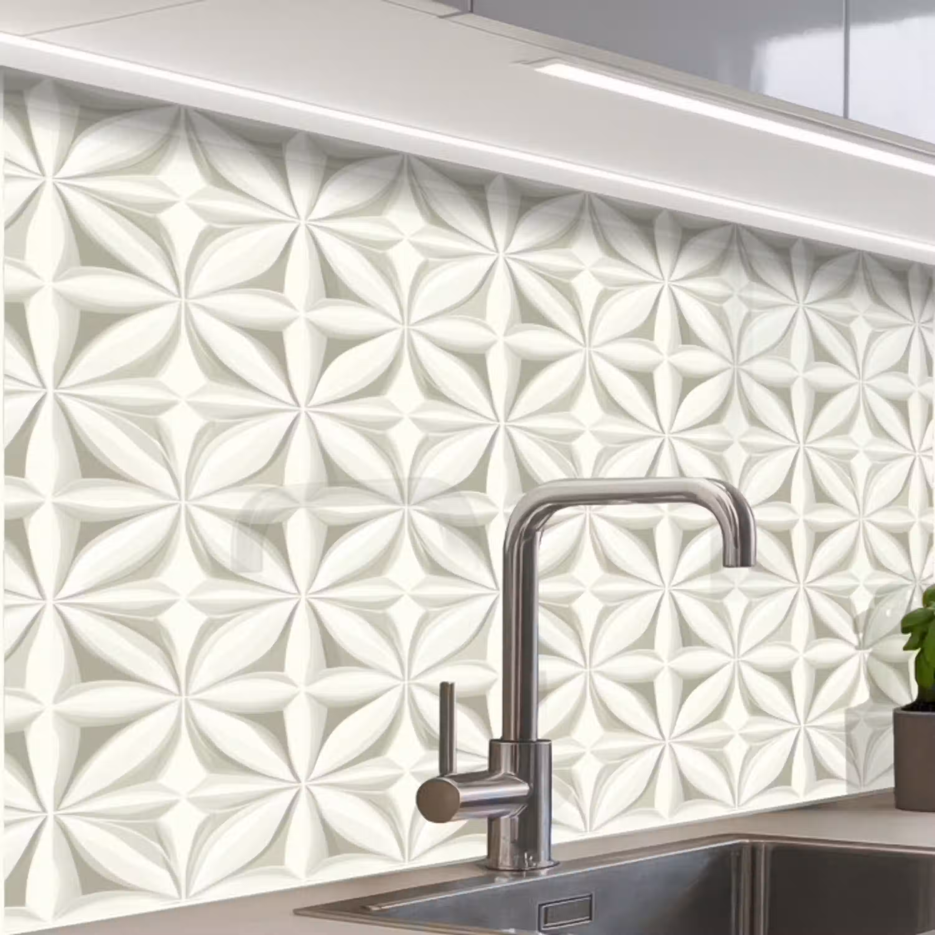 Abstract - Structuur - Grijs - Wit keuken achterwand 2 middel 865 -zzzz3d_schuin