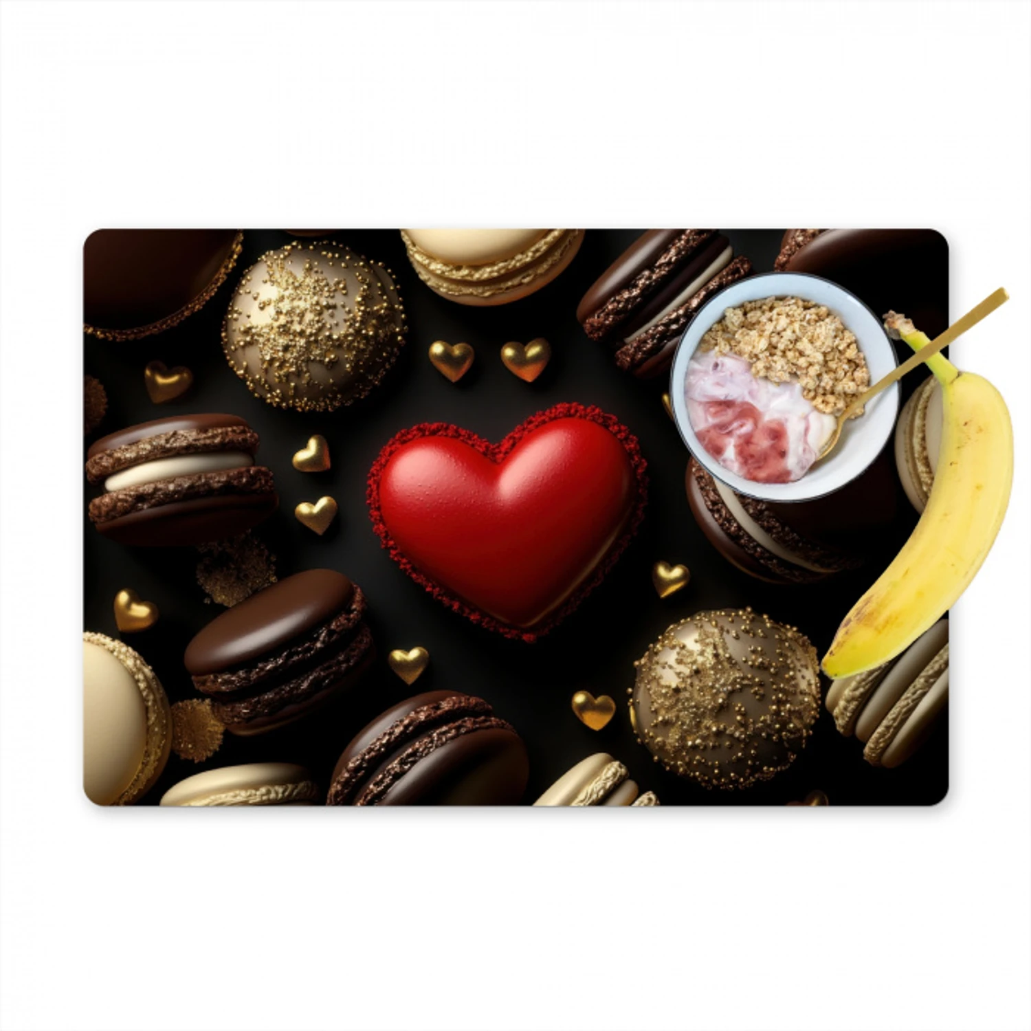 Macarons - Rood - Hart Placemat vinyl groot -zzzproduct_Kitchenyeah-website