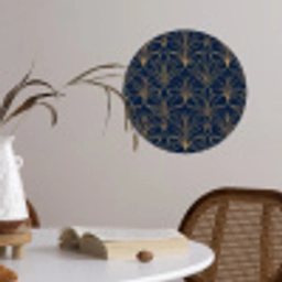 Deco - Waaier - Blauw Wandcirkel behangsticker klein 186 -sfeer3