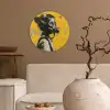 Vintage - Street art - Meisje - Masker - Geel - Banksy Wandcirkel kunststof plaat 5mm dik klein -sfeer1