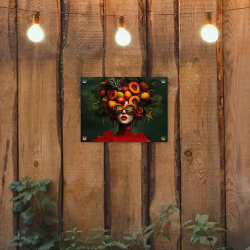 Vrouw - Vruchten - Papaja - Ananas tuinposter los doek klein -sfeer1