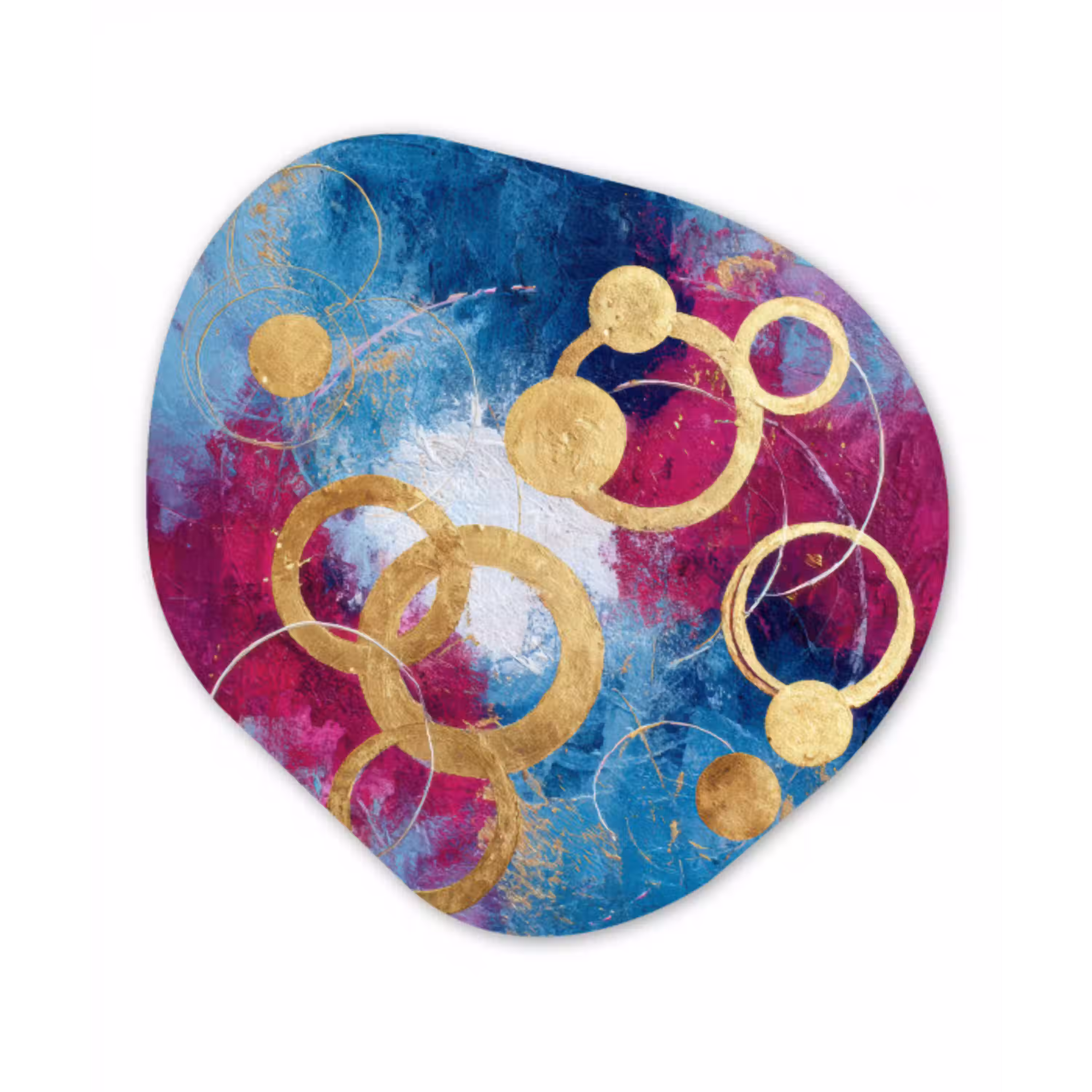 Cirkels - Goud - Abstract Wandcirkel Organisch Forex 3mm klein -3d