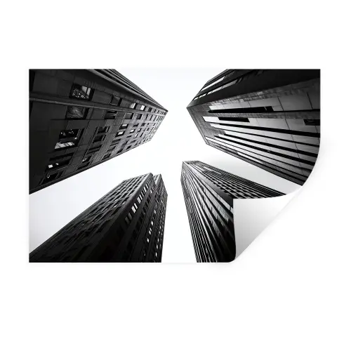 Gebouwen - Lucht - Zwart Muursticker klein -3d