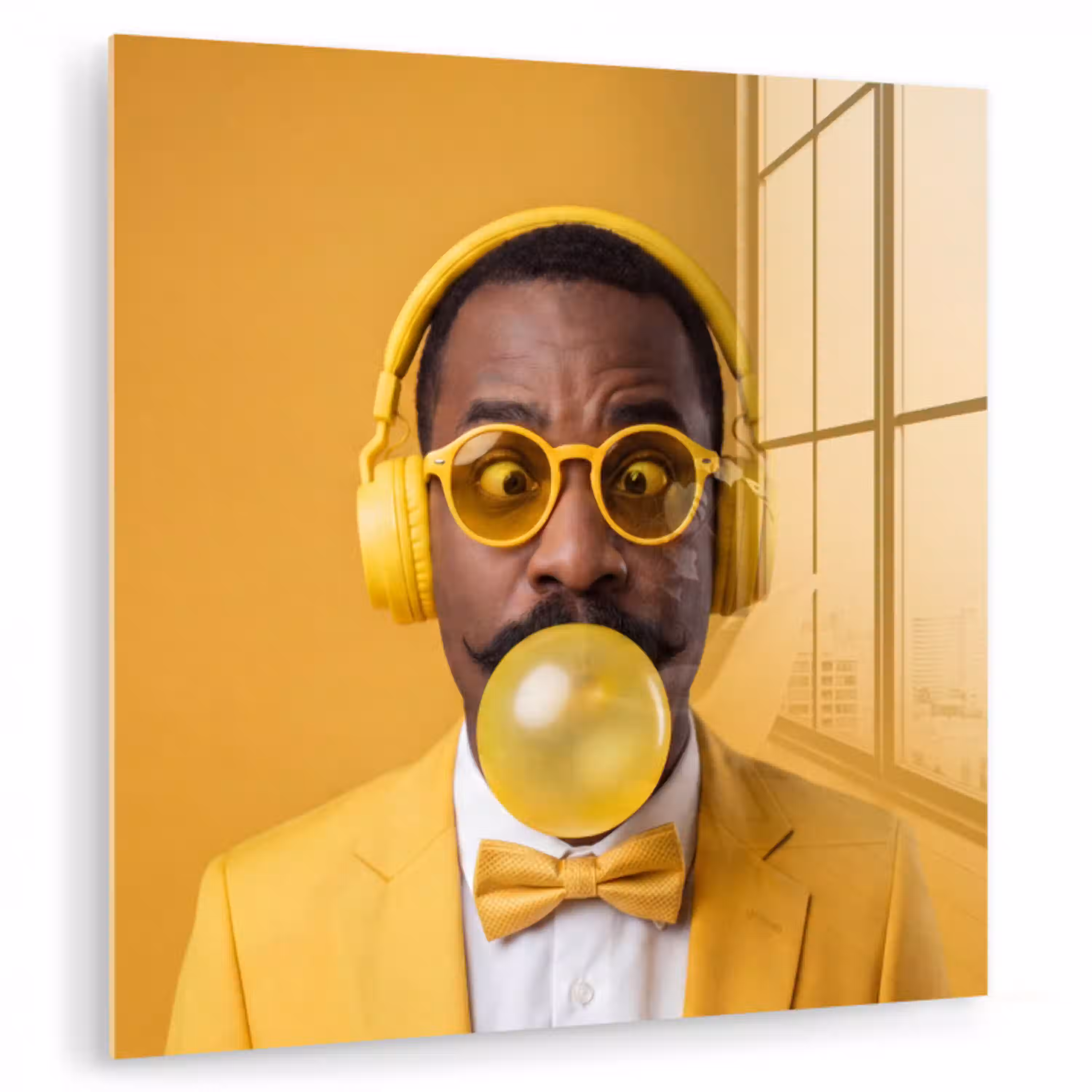 Man - Bubblegum - Portret - Geel - Modern plexiglas 5mm klein -zzzproduct_nieuw