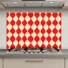Golvend patroon - Retro - Rood - Beige keuken achterwand spatscherm klein 900 -3d_website
