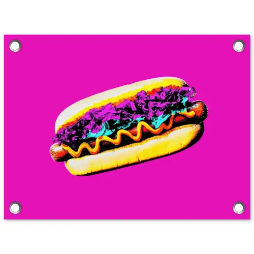 Hotdog - Roze - Retro tuinposter los doek klein -3d