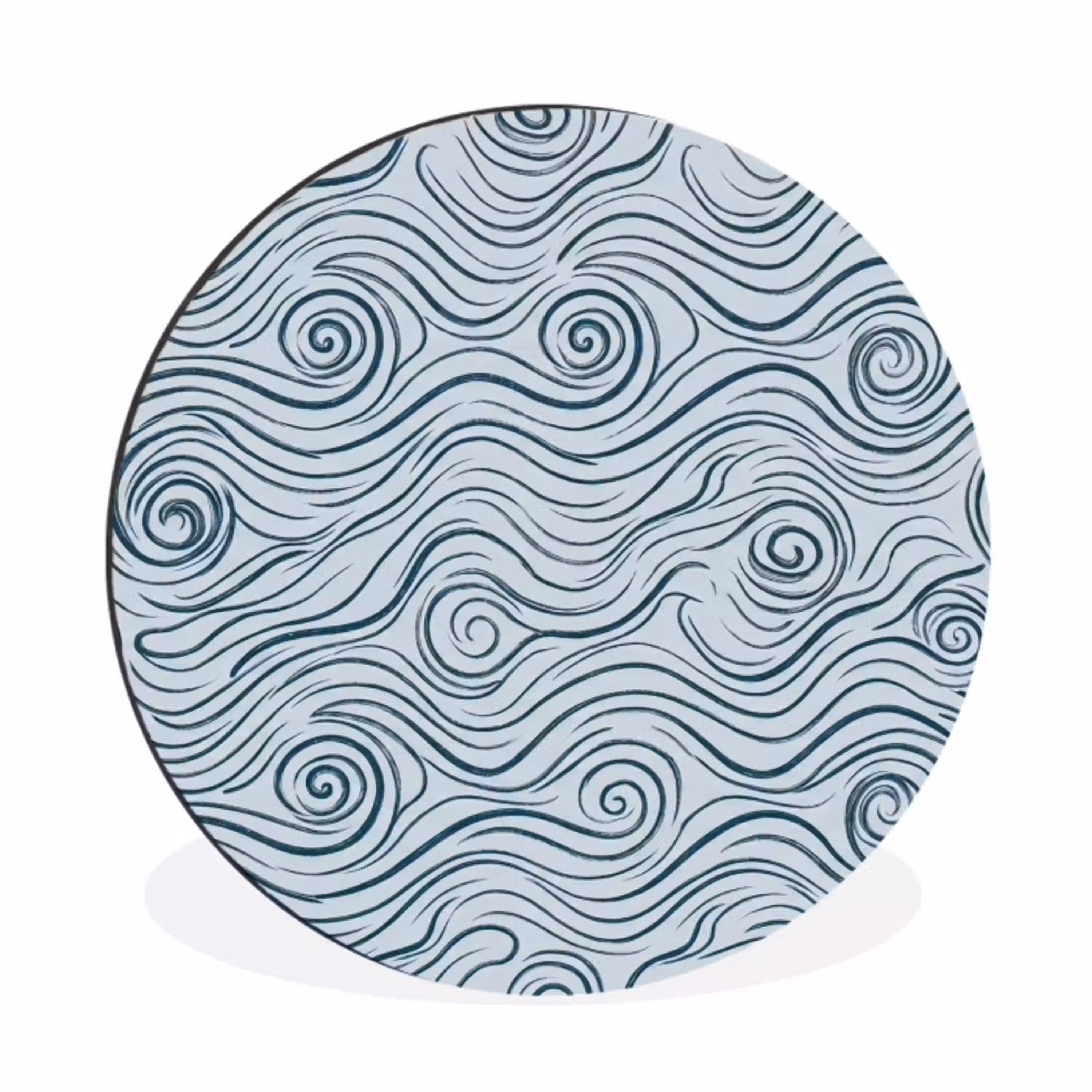 Patroon - Golven - Abstract - Modern - Blauw Wandcirkel aluminium klein -3d