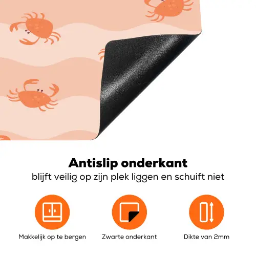 Zee - Dieren - Roze - Krab Inductie beschermer vinyl 3mm klein 276 -zzzzzzz-td-onderkant