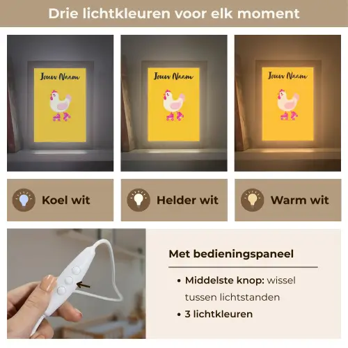 Kip - Rolschaatsen - Geel Light Box met kabel (Kinderlampje) klein -USP_lichtkleurNL