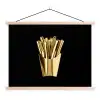 Friet - Goud - Chrome - Eten textielposter latten blank klein -3d
