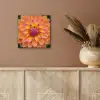 Dahlia - Bloem - Oranje aluminium wit klein -sfeer4