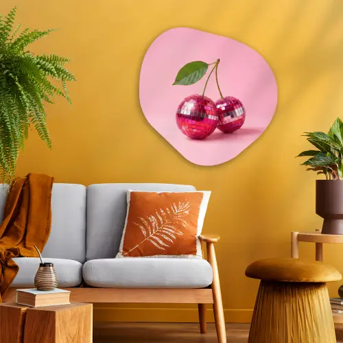 Disco - Kersen - Roze Wandcirkel Organisch Aluminium middel -sfeer4