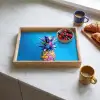 Ananas - Blauw - Tropisch - Vrolijk Dienblad Rechthoek middel -sfeer2
