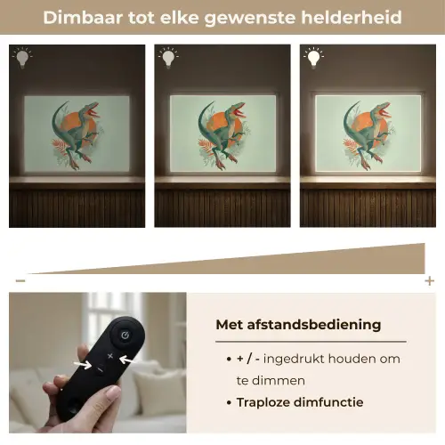 Dino - Bladeren - Grafisch - Groen Light Box met batterij (Wandlamp kind) middel -USP_dimbaarNL