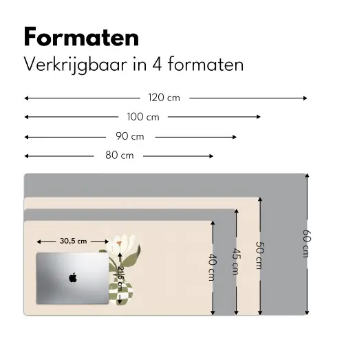 Vaas - Geruit - Bloem - Groen Muismat XXL klein -sfeer5
