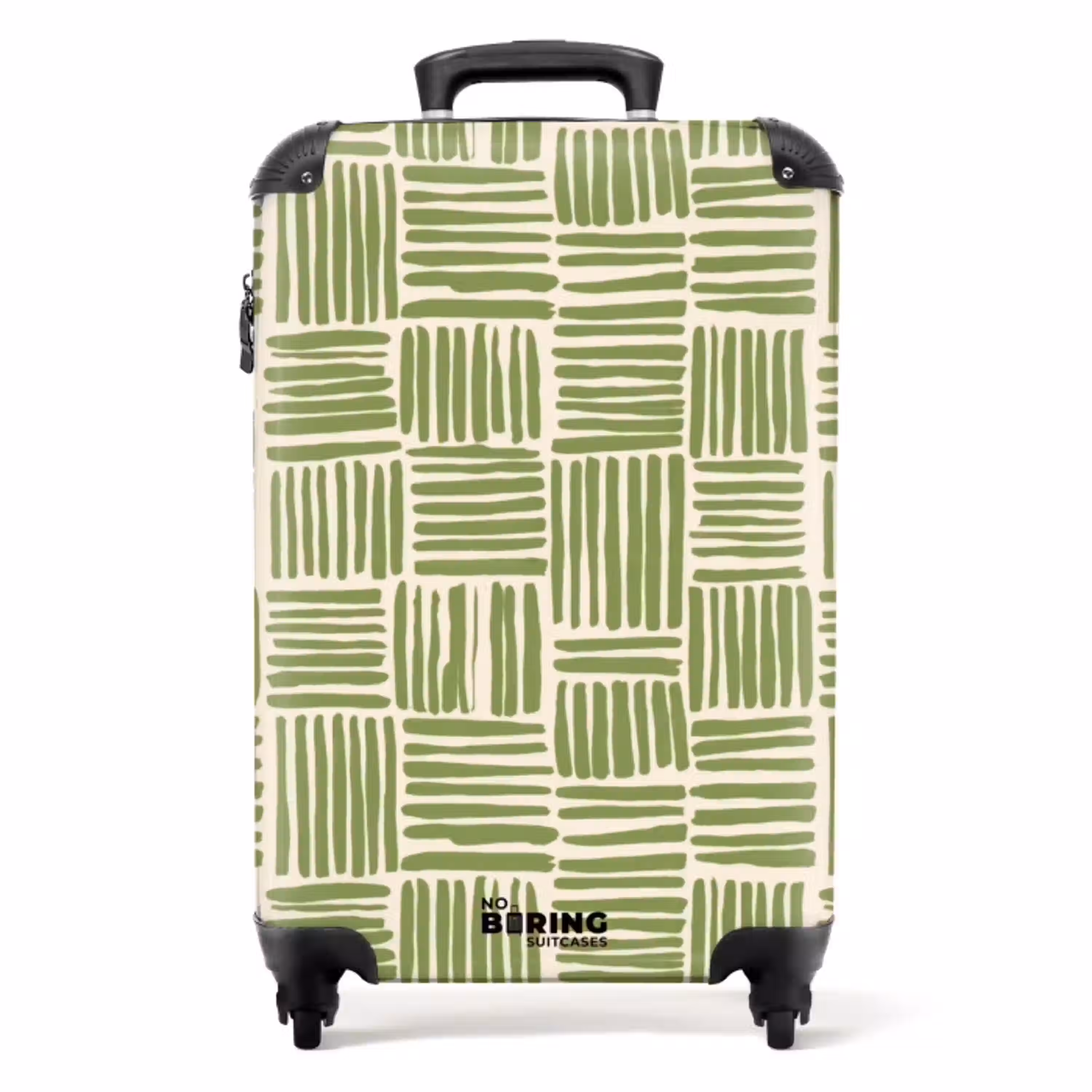Saliegroen - Blokken - Handgetekend - Patroon NBS - Handbagage koffer - Volwassenen Unisex middel -productfoto_recht
