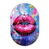 Graffiti - Lippen - Felroze - Geschilderd Wandcirkel Ovaal Glas middel -3d