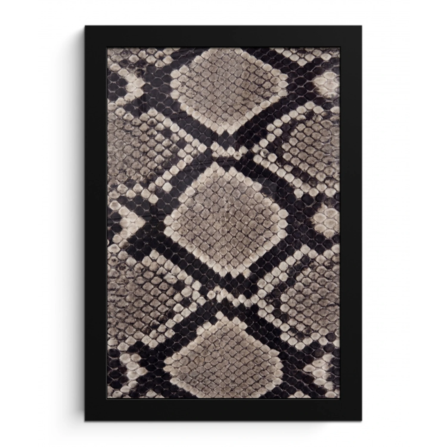 Slangenleer - Patroon - Beige fotolijst zwart zonder passe partout klein -3d