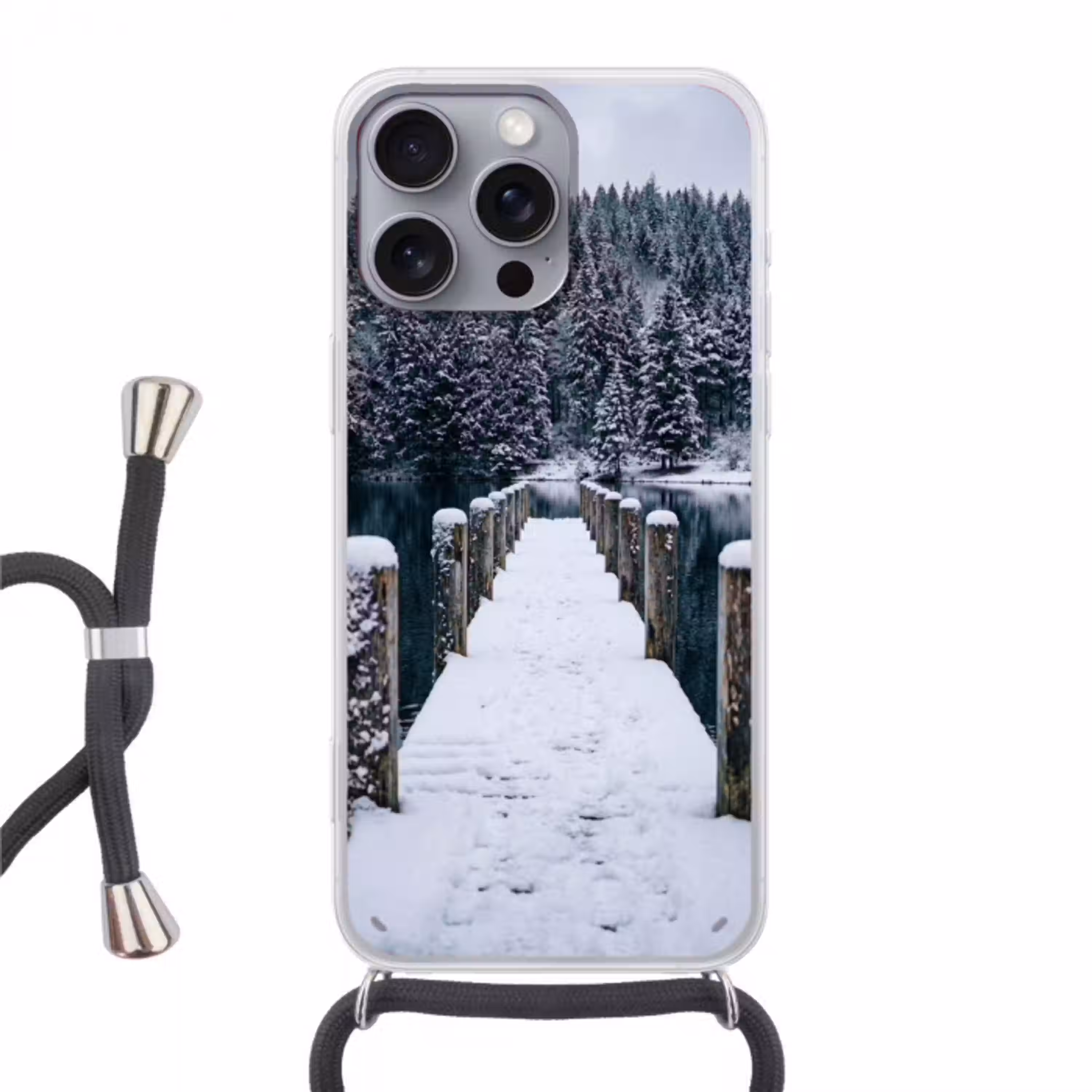 Steiger - Meer - Sneeuw - Bergen - Rustgevend Hoesje iPhone 16 Pro Max met koord klein -3d
