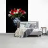 Rode - Bloemen - Tulpen - Vaas fotobehang vinyl groot -slaapkamer