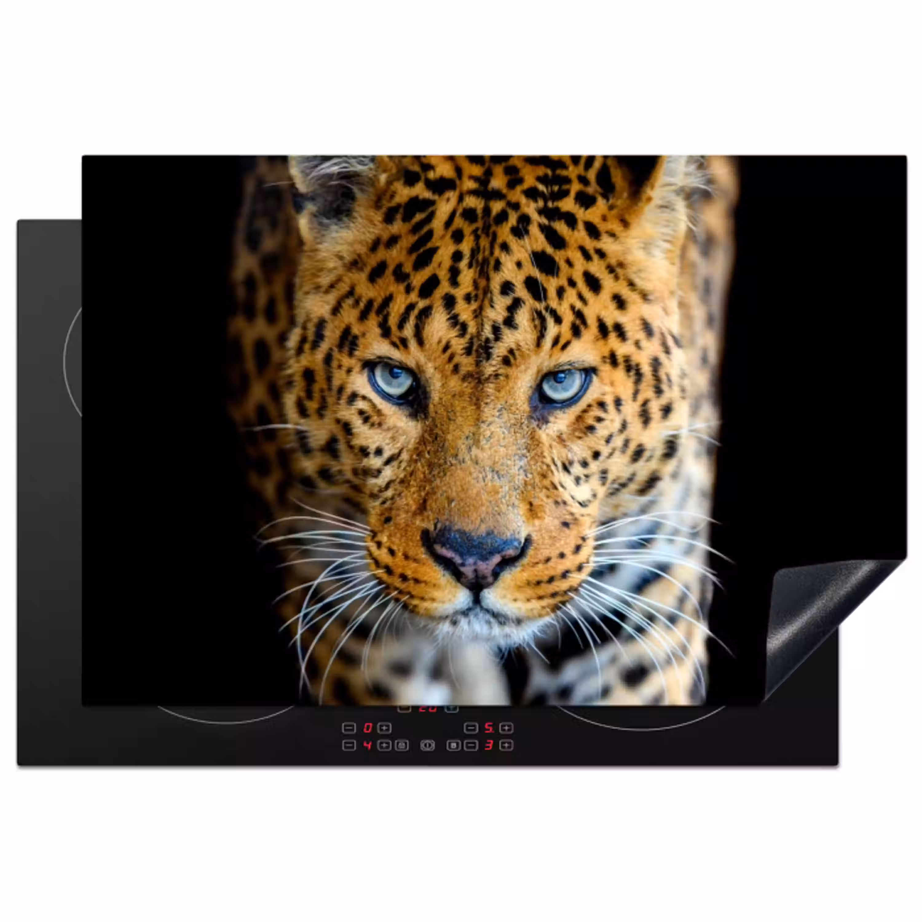 Luipaard - Dieren - Portret - Wilde dieren - Zwart Inductie beschermer vinyl 3mm klein -3d