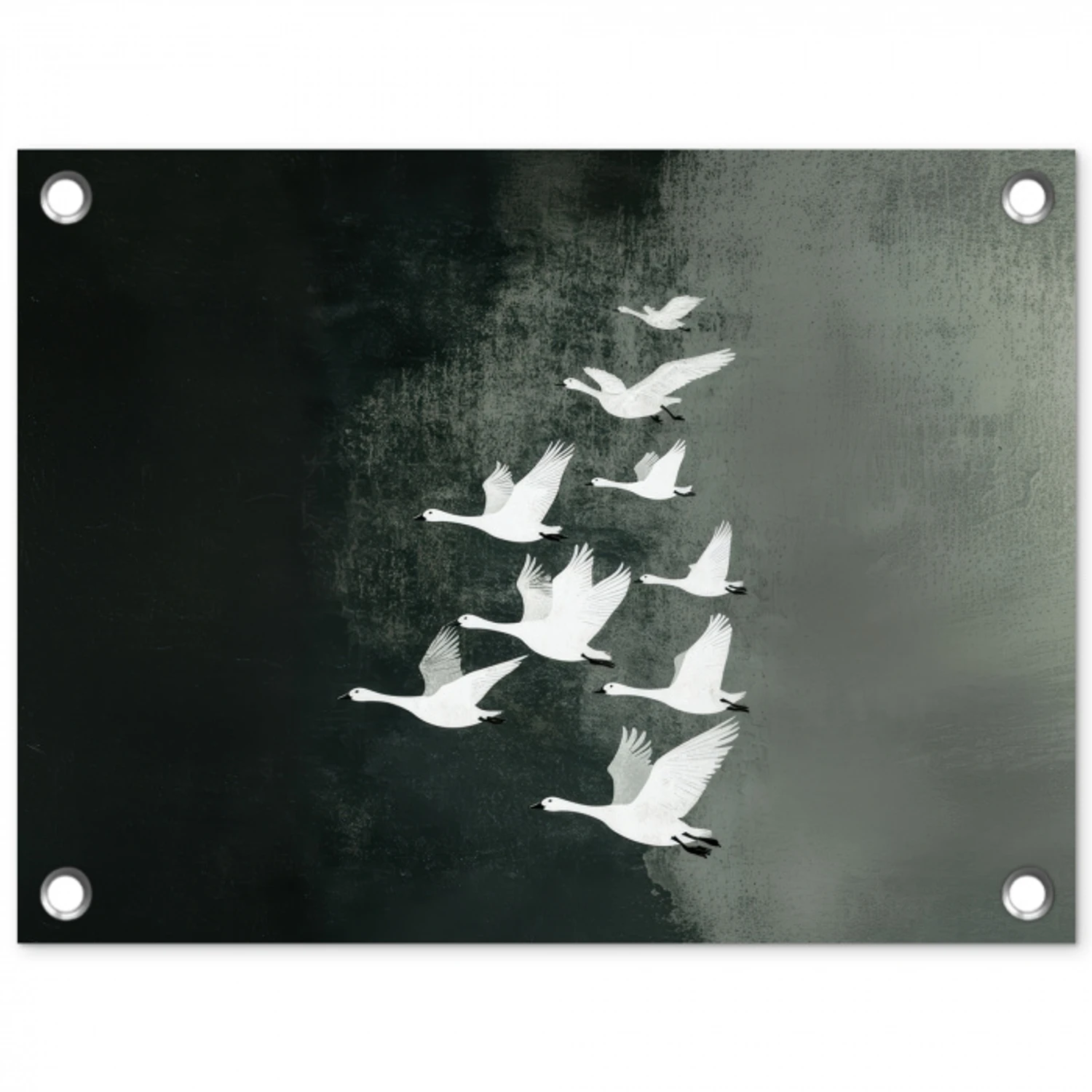 Vogel - Japandi - Groen tuinposter los doek klein -3d