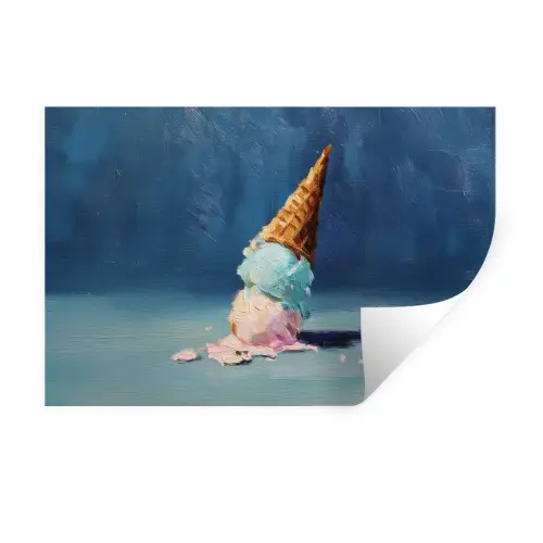 Ijshoorn - Bolletjes - Smelt - Roze Muursticker klein -3d