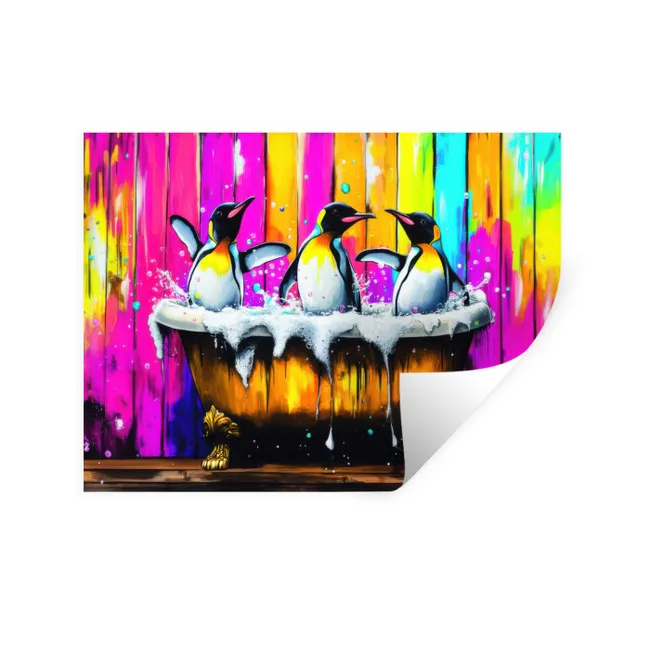 Wall Sticker - Penguins - Bathtub - Colorful - Foam
