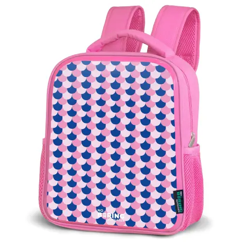 Schubben - Patroon - Blauw - Roze Kinderrugzak - Roze middel -schuin