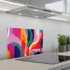 Vormen - Golvend - Abstract - Felroze keuken achterwand spatscherm klein -3d_schuin