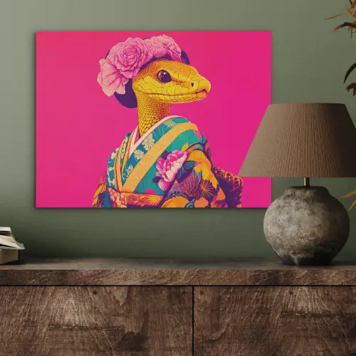 Hagedis - Bloemen - Roze - Kimono PET vilt klein -sfeer2