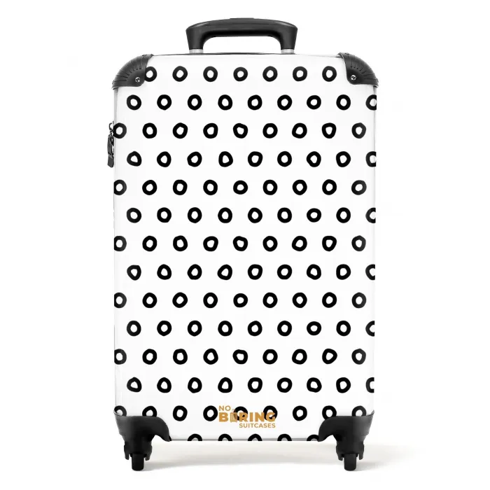 Zwarte cirkelvormige ringen over een witte achtergrond NBS - Handbagage koffer - Volwassenen Unisex middel -productfoto_recht