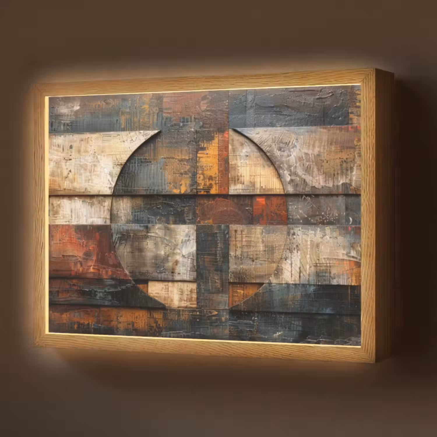 Lightbox - Wandlamp - Kunst - Bruin - Abstract - Hout motief