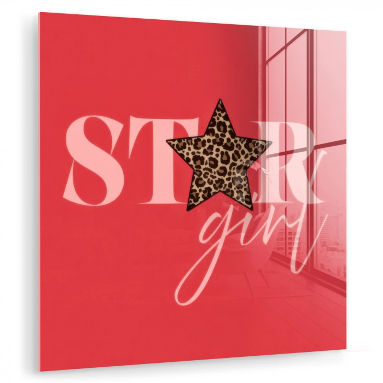 Star girl - Rood - Panter - Ster plexiglas 5mm klein -zzzproduct_nieuw
