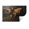Wereldkaart -  Hout - Mozaïek Muursticker klein -3d