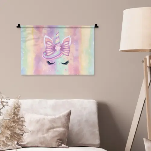 Eenhoorn - Glitters - Regenboog - Pastel Wandkleed katoen klein -sfeer4